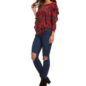 Free People dock street floral ruffle top